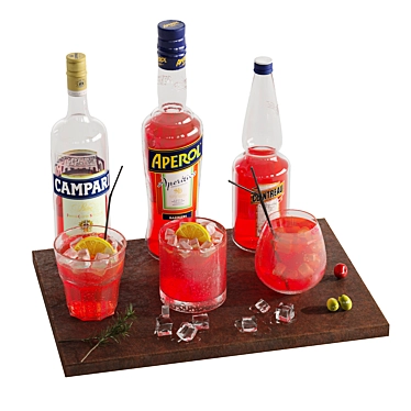 Elegant Aperol Cocktail Set 3D model image 1 