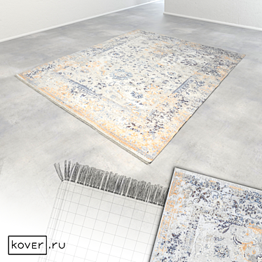 Azuleju Design-2-Color-3 Carpet: Artistic Floral Elegance 3D model image 1 