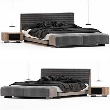 Modern Roger Bed for Interior 3D model image 1 