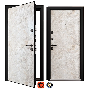 Modern HPL Metal Entrance Door 3D model image 1 