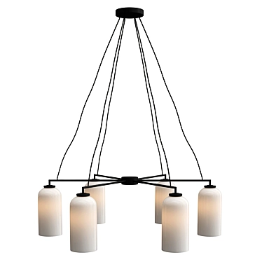 Vintage Claremont Milk Glass Chandelier 3D model image 1 