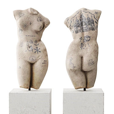 Venus Inked Torso Sculpture 3D model image 1 