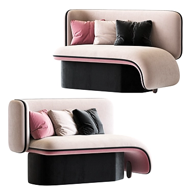 Velvet Upholstered Elefante Chaise 3D model image 1 