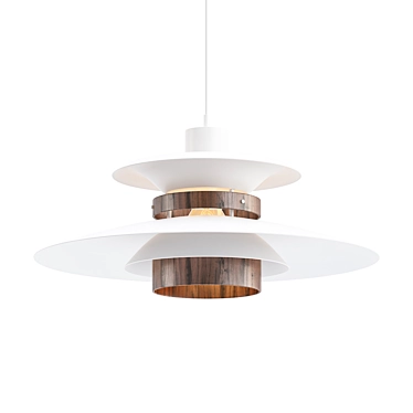 Natural Wood Grain Pendant Light 3D model image 1 