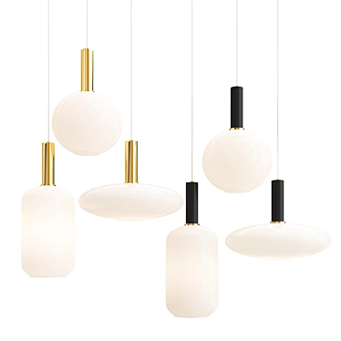 Stylish Brass Pendant Light 3D model image 1 