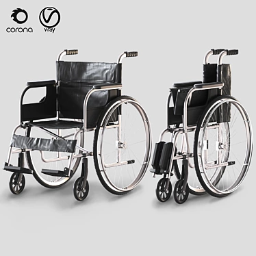 Versatile Hospital Wheelchair - Open & Folded 3D model image 1 