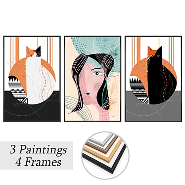 Elegant Wall Art Set with Versatile Frames 3D model image 1 