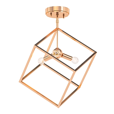 Warm Brass Cube Ceiling Light 3D model image 1 