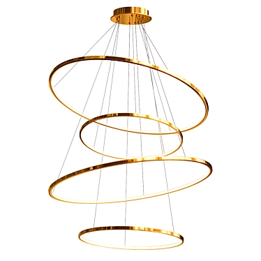 Swirl Gold LED Chandelier 3D model image 1 