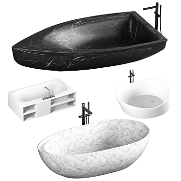 Luxurious Antonio Lupi Bathtubs with Mixers Set 3D model image 1 