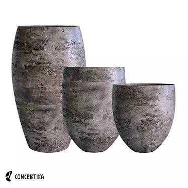 Modern Barrel Concrete Planter 3D model image 1 