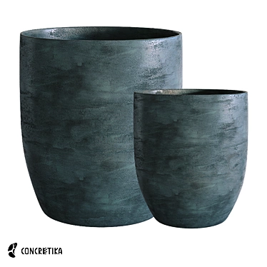 Midnight Collection Vase3: Elegant Concrete Planters 3D model image 1 