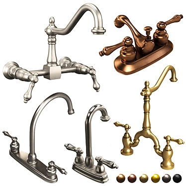 Vintage-Inspired Kingston Faucets 3D model image 1 