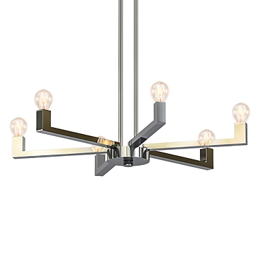 Elegant Brushed Nickel Chandelier 3D model image 1 