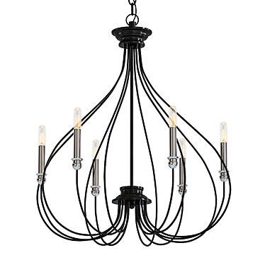 Whisp Gray Steel 6-Light Chandelier 3D model image 1 