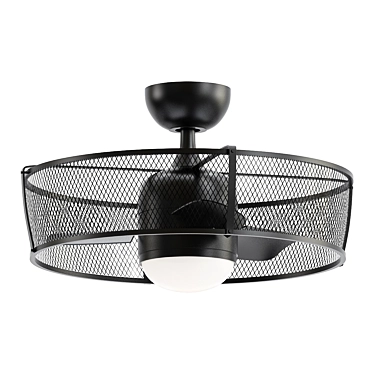 Sophisticated Perforated Steel Ceiling Fan 3D model image 1 