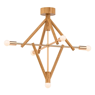 Rustic Lodge Five-Light Chandelier 3D model image 1 