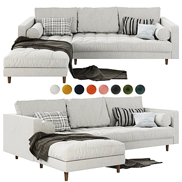 MADE Scott 4-Seater Corner Sofa: Versatile Elegance in 8 Colors 3D model image 1 