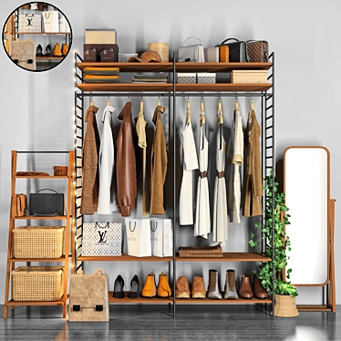 Versatile Wardrobe with Accessories 3D model image 1 