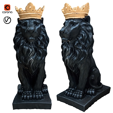 Majestic Lion King Sculpture 3D model image 1 