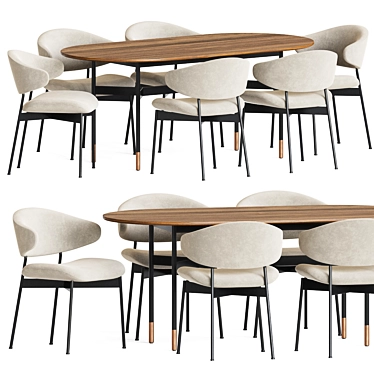 Luxury Luz Harri Dining Set 3D model image 1 