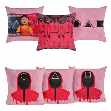 Squid Game Pillow Set: Deadly Comfort 3D model image 1 