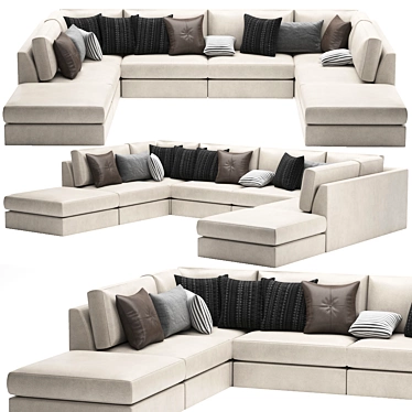 FRANCO II Classic 8-Piece Sectional: Realistic, Stylish, and Versatile 3D model image 1 