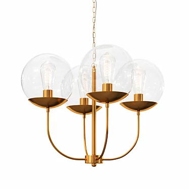 Antique Brass Glass Globe Chandelier 3D model image 1 