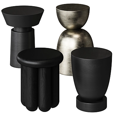 Modern Black Coffee Table with Silver Accents 3D model image 1 