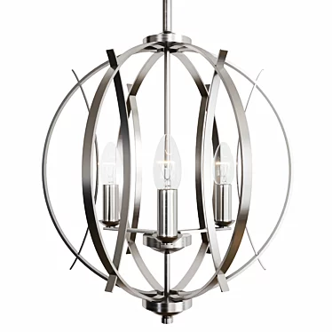 SleekBrushed Nickel Pendant Light 3D model image 1 