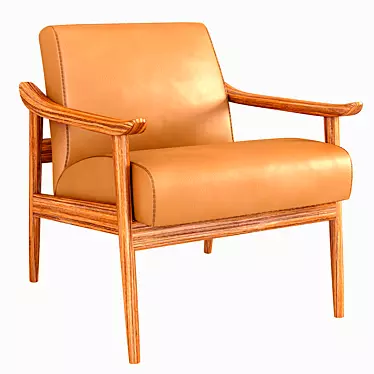 Mid-Century Leather Show Wood Chair