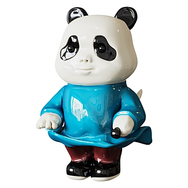 Panda Warrior Figurine: Decorative Shelf Sculpture 3D model image 1 