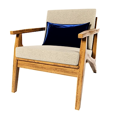 Title: Mid-Century Sanna Chair with Wooden Frame 3D model image 1 