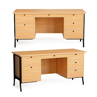 Shinola Runwell Oak Executive Desk 3D model image 1 