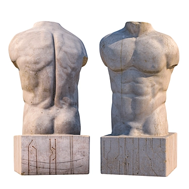 Sculpted Male Torso: 15" Tall, 3D Model 3D model image 1 