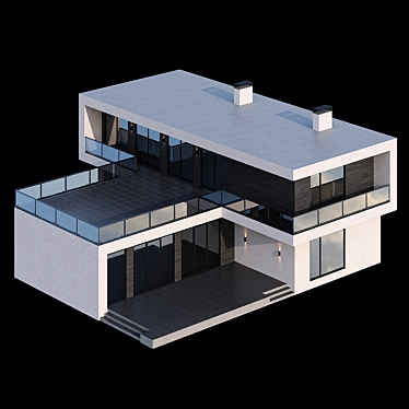 Modern Bauhaus-Style Cottage with Flat Roof 3D model image 1 