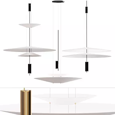 Elegant Gold & Black Pendant Light 3D model image 1 