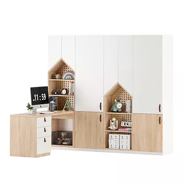 Modern Kids Wardrobe 11 3D model image 1 