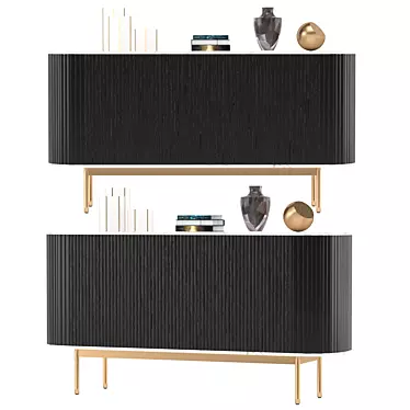 Elegant Walton Ribbed Sideboard - Black Wood 3D model image 1 