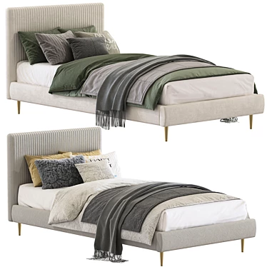 Roar Pleated Upholstered Bed 213 3D model image 1 
