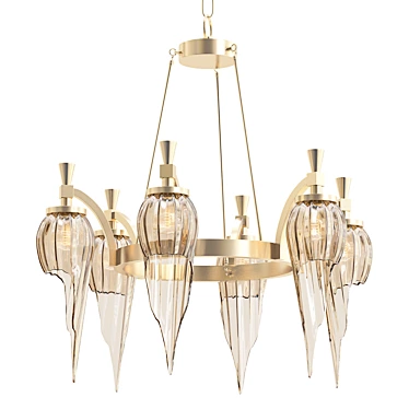 Elegant Brass Six-Light Chandelier 3D model image 1 