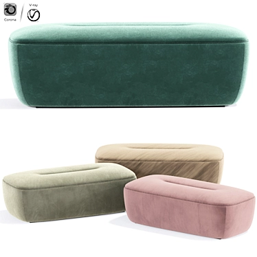 Adams Cream Boucle Ottoman: Luxurious Bench 3D model image 1 