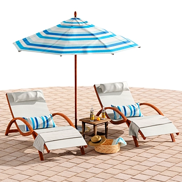 Seaside Oasis Outdoor Lounge Set 3D model image 1 