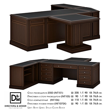 Executive Table Set: 2050 Om Manager's Table with Attached Computer Table | Left Corner Extension 3D model image 1 