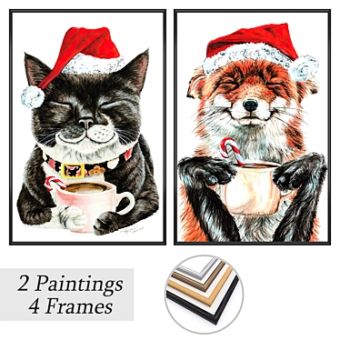 Set of 2 Paintings with 4 Frame Options 3D model image 1 