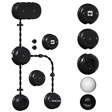 Retro-style Switches with Leanza Sockets 3D model image 1 