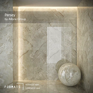 Persey Khaki Glossy Floor/Wall Tile 3D model image 1 