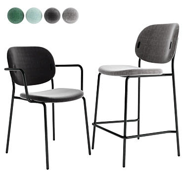 Connubia YO! Collection: Comfortable Dining Chair & Bar Stool 3D model image 1 