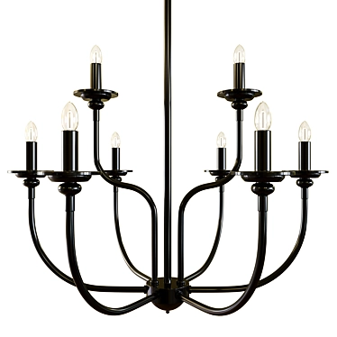 Sleek Black Metal Farmhouse Chandelier 3D model image 1 