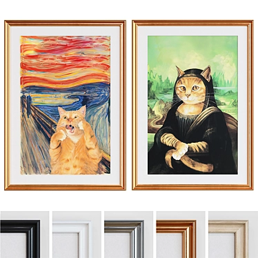 Playful Cat Parody Picture Frames 3D model image 1 